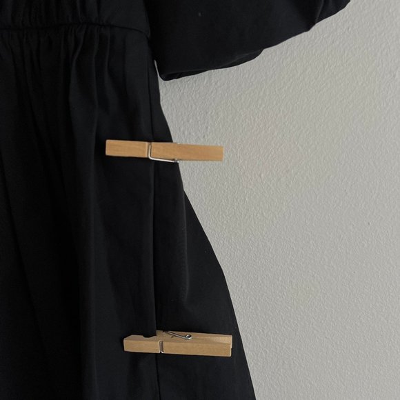 Madewell Poplin Crewneck Bubble-Sleeve Mini Dress w/ POCKETS - Black Size 2 - Picture 8 of 8